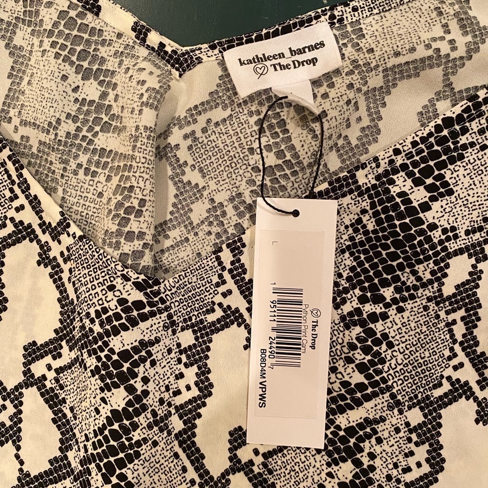 Snakeskin Python Print Black White Cami NEW Large - Picture 7 of 10
